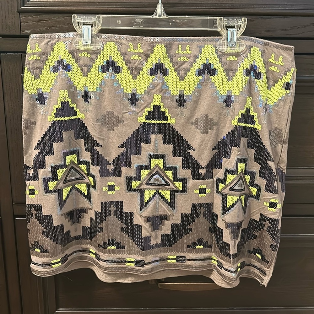 Express Medium Neon/Purple Sequin Mini Skirt